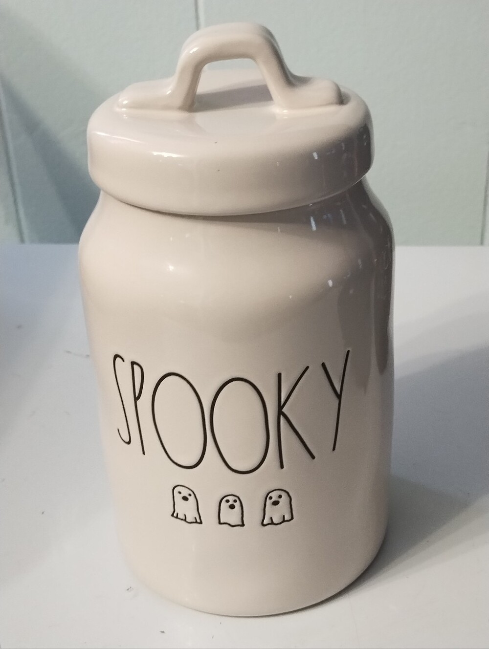New Rae Dunn Cream Ceramic 'Spooky' Storage Canister with Lid